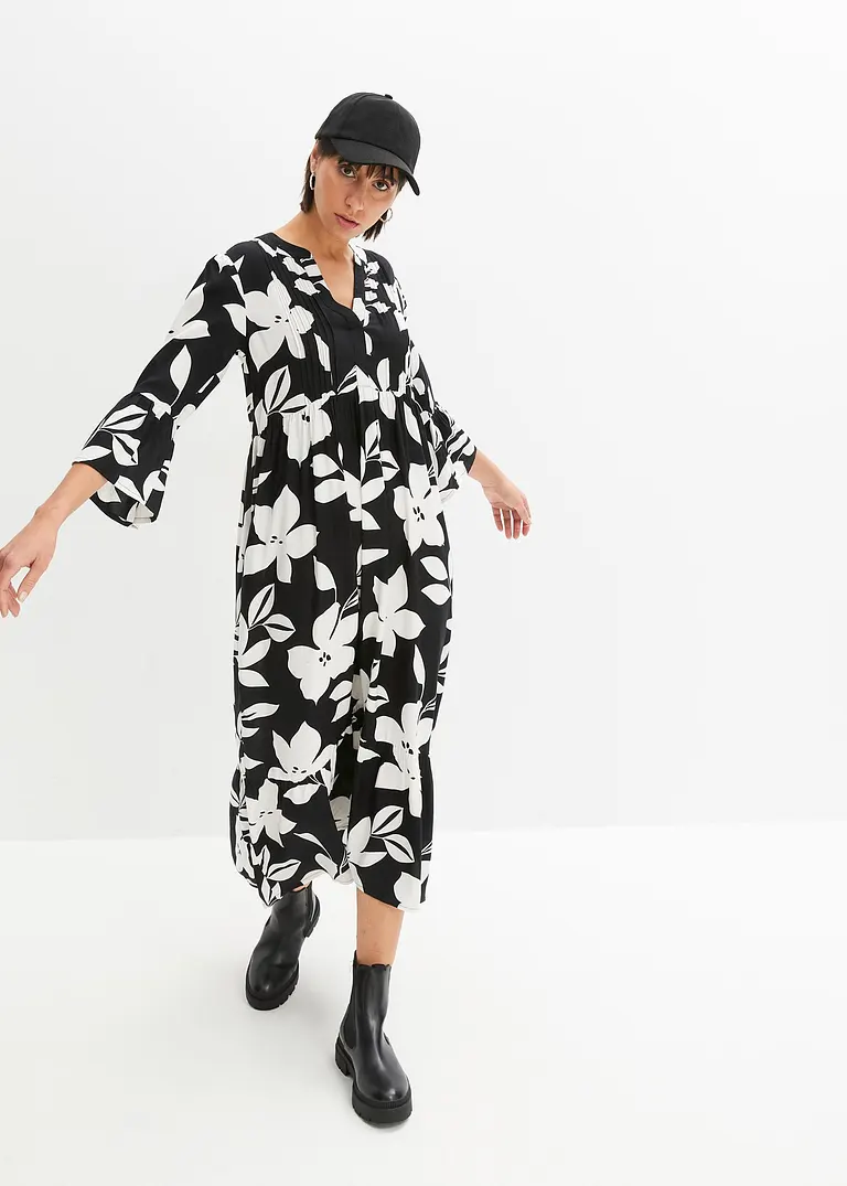 bonprix Geblümtes Maxikleid mit V-Ausschnitt aus nachhaltiger Viskose Bis zu 60% Rabatt