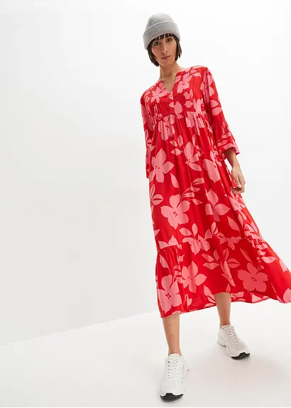 bonprix Geblümtes Maxikleid mit V-Ausschnitt aus nachhaltiger Viskose Bis zu 65% Rabatt