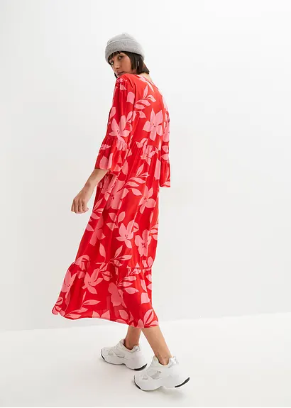 bonprix Geblümtes Maxikleid mit V-Ausschnitt aus nachhaltiger Viskose Bis zu 65% Rabatt