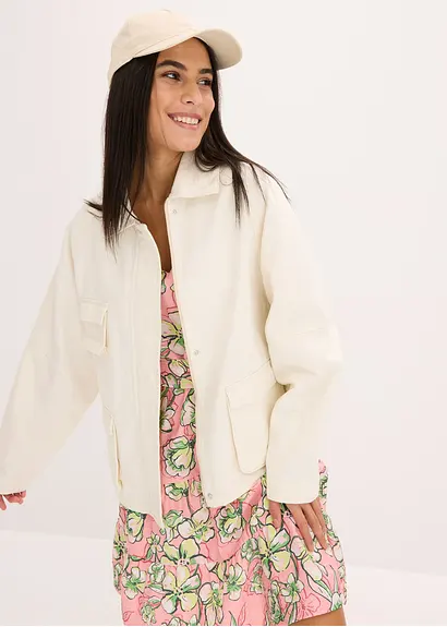 bonprix Lässige Utility Jacke mit Taschen - beige - Damen Sonderangebot der Fabrik