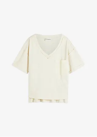 bonprix Trendiges Oversized T-Shirt mit V-Ausschnitt und aufgesetzter Tasche