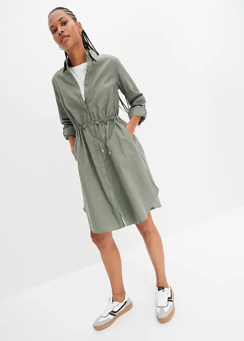 bonprix Modisches Kleid mit Taschen und Gummizug in der Taille knieumspielend Riesige Rabatte