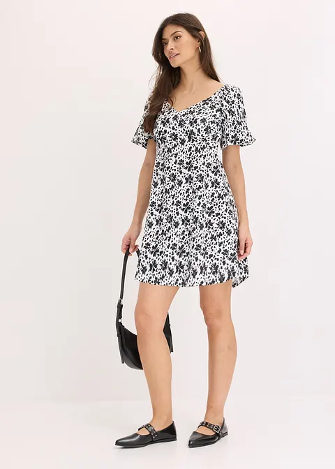 bonprix Kleid aus Jersey mit Herzförmigen Ausschnitt und Puffärmeln Rabatte dieses Monats
