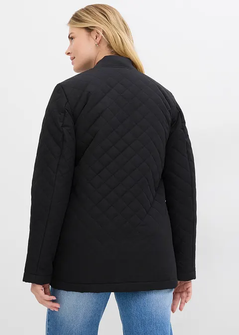 bonprix Modische Long-Steppjacke mit Taschen - schwarz - Damen Verkauf