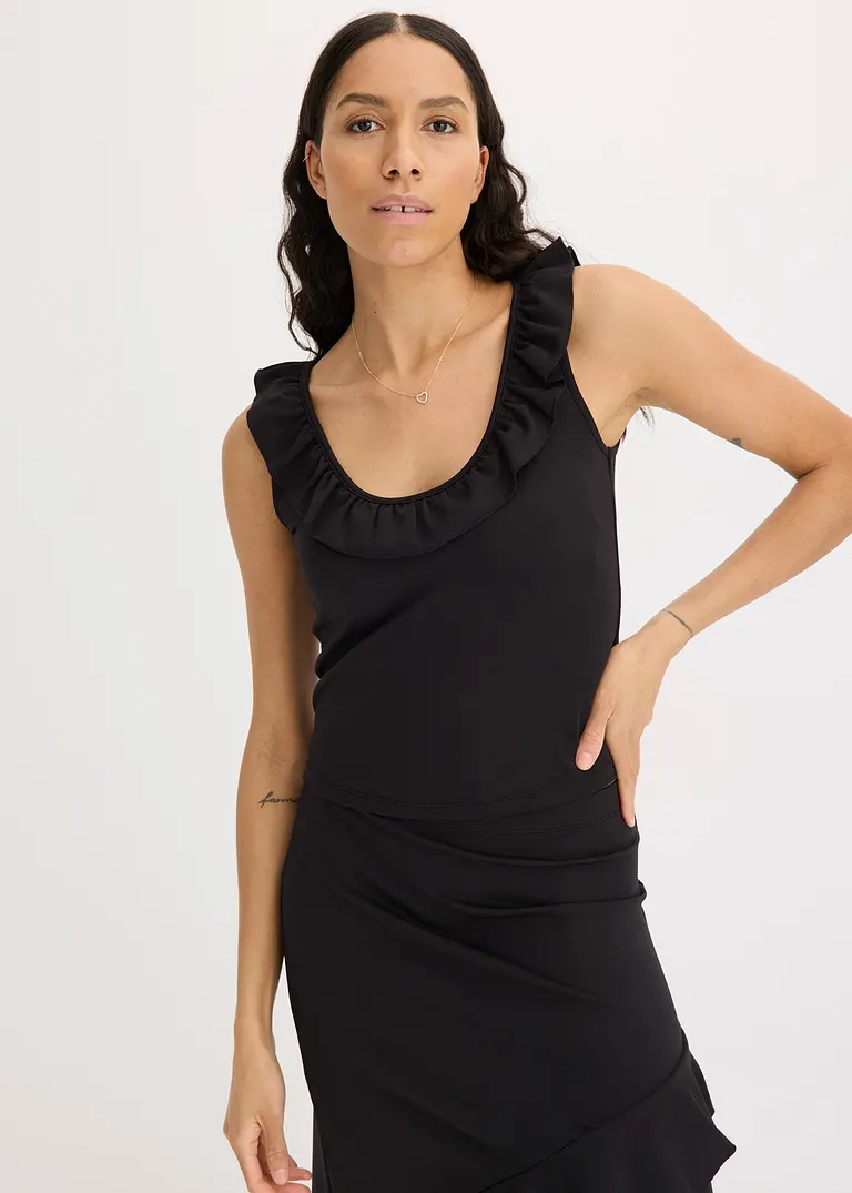 bonprix Modernes Top aus Jersey mit Verzierung - schwarz Fabrikverkauf