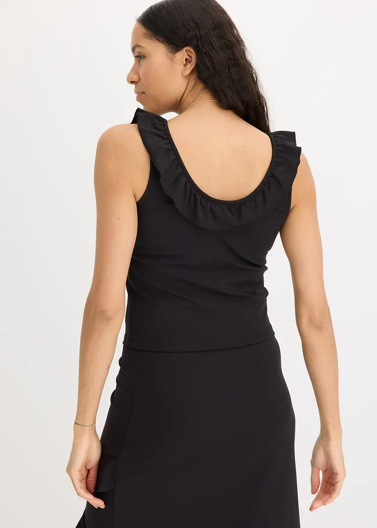 bonprix Modernes Top aus Jersey mit Verzierung - schwarz Fabrikverkauf