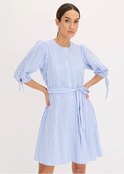 bonprix modisches Blusenkleid mit Puffärmeln und Bindeband in der Taille Limitierter Zeitrabatt
