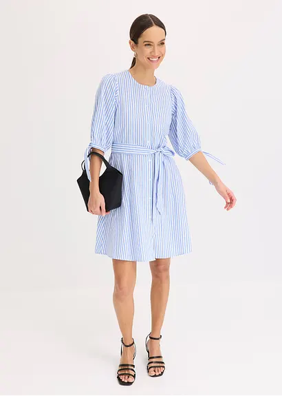 bonprix modisches Blusenkleid mit Puffärmeln und Bindeband in der Taille Limitierter Zeitrabatt
