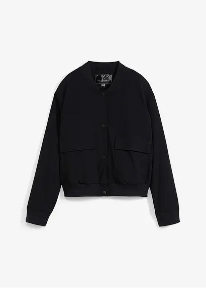bonprix Jacke mit Knopfleiste und Taschen - schwarz - Damen Fabrik Onlineshop