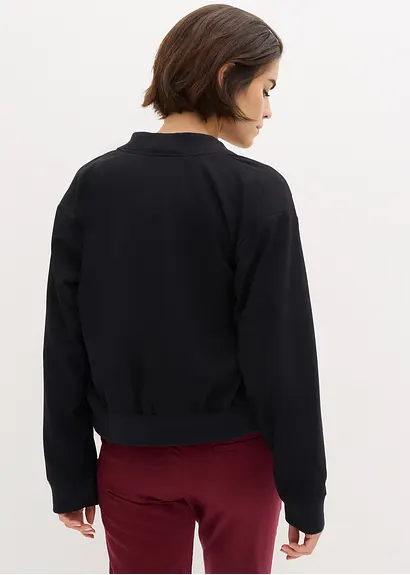 bonprix Jacke mit Knopfleiste und Taschen - schwarz - Damen Fabrik Onlineshop