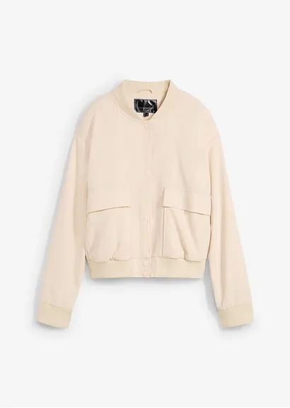 bonprix Jacke mit Knopfleiste und Taschen - beige - Damen Fabrikpreis