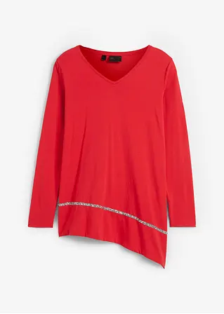 bonprix schönes Longshirt mit asymmetrischen Schnitt und Glitzer - rot Rabatt