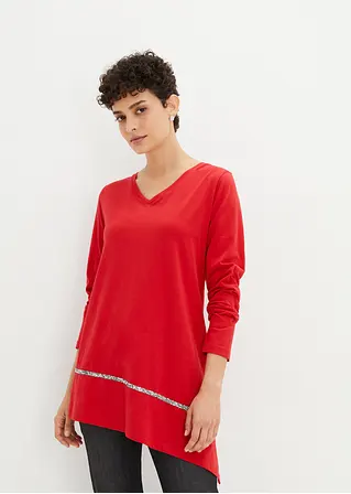 bonprix schönes Longshirt mit asymmetrischen Schnitt und Glitzer - rot Rabatt