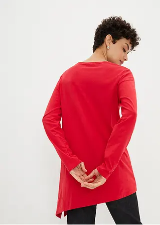 bonprix schönes Longshirt mit asymmetrischen Schnitt und Glitzer - rot Rabatt