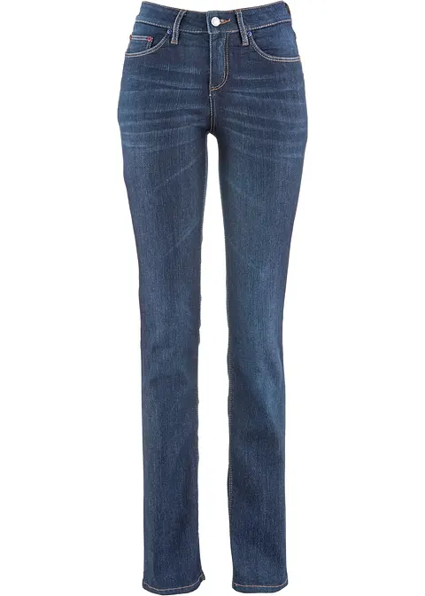 bonprix Bequeme Basic-Stretch-Jeans mit bunten Nieten - blau petite