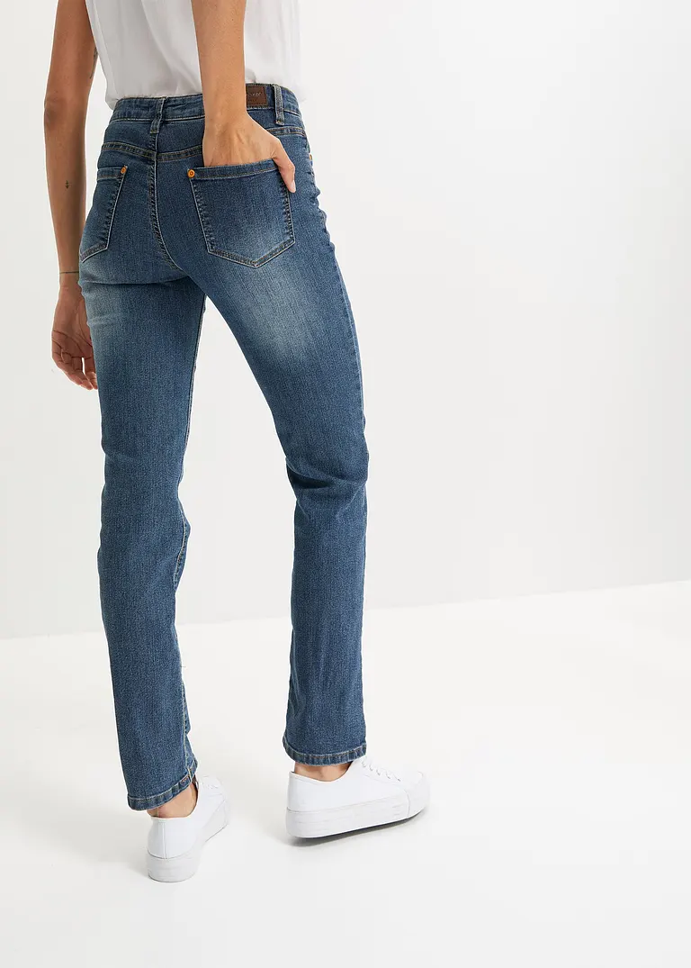 bonprix Bequeme Basic-Stretch-Jeans mit bunten Nieten - blau regular Flash Sale