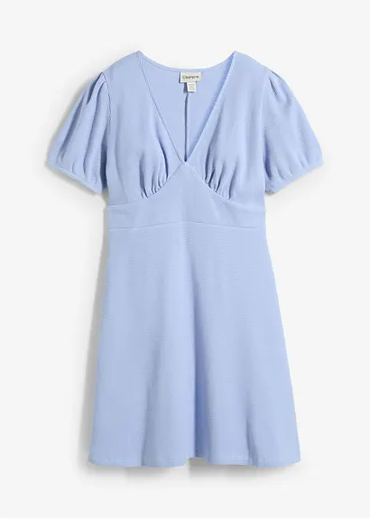 bonprix Shirtkleid aus reiner Baumwolle in Waffeloptik - blau