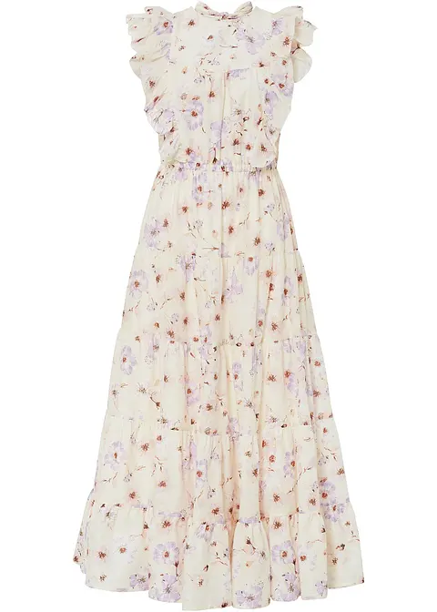 bonprix modisches Maxikleid mit Volants - beige regular