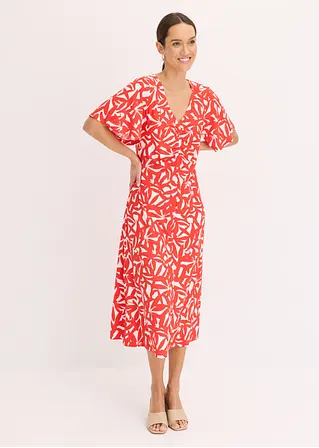 bonprix Schönes Sommerkleid mit weitfallenden Ärmeln und Smoke am Ausschnitt Preisnachlass