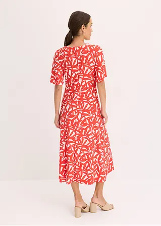 bonprix Schönes Sommerkleid mit weitfallenden Ärmeln und Smoke am Ausschnitt Preisnachlass