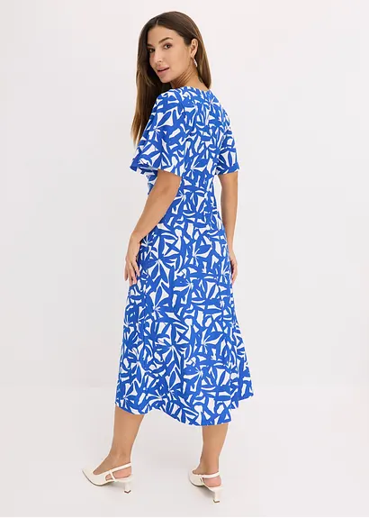 bonprix Schönes Sommerkleid mit weitfallenden Ärmeln und Smoke am Ausschnitt Saisonschlussverkauf