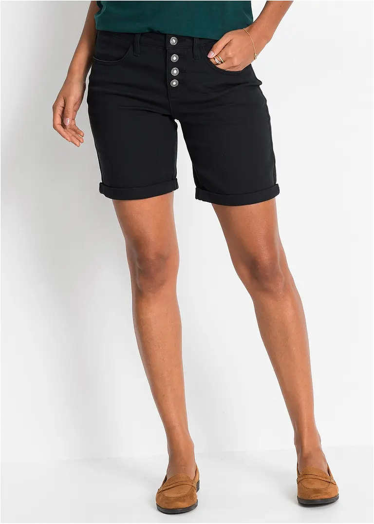 bonprix Sommerliche Stretch-Bermuda mit attraktiver Knopfleiste. - Damen Black Friday