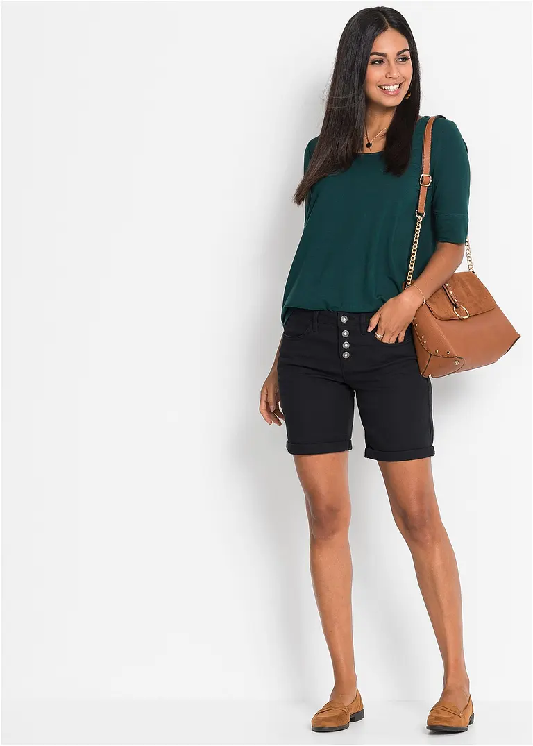 bonprix Sommerliche Stretch-Bermuda mit attraktiver Knopfleiste. - Damen Black Friday