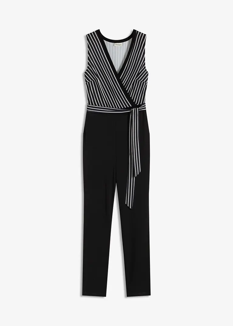 bonprix Zeitloser Jumpsuit mit Bindegürtel - schwarz - Damen