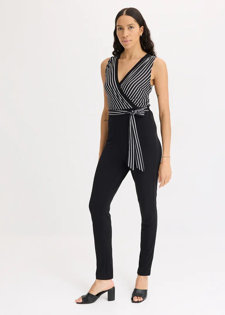 bonprix Zeitloser Jumpsuit mit Bindegürtel - schwarz - Damen Cyber Monday