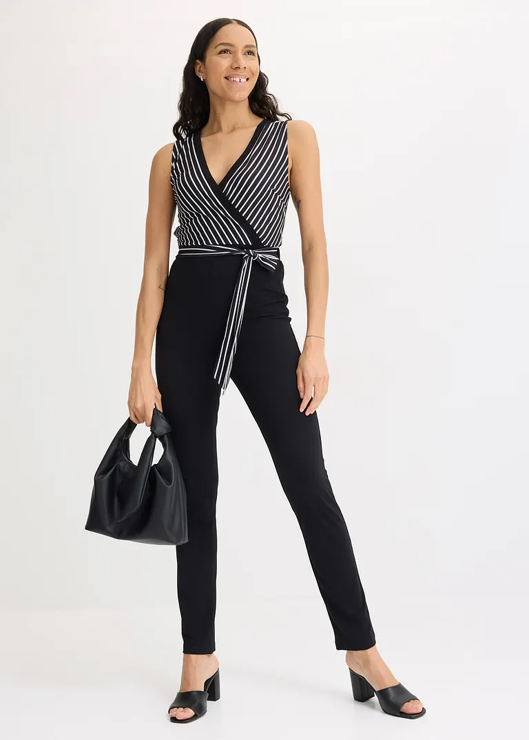 bonprix Zeitloser Jumpsuit mit Bindegürtel - schwarz - Damen Cyber Monday