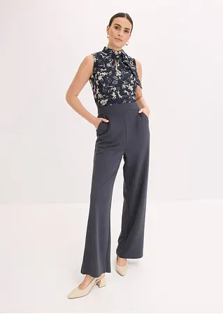 bonprix eleganter Jumpsuit mit Chiffon - blau - Damen Osterangebot