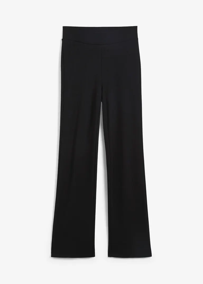 bonprix Ausgestellte Punto-Di-Roma Hose mit Bequembund - schwarz - Damen