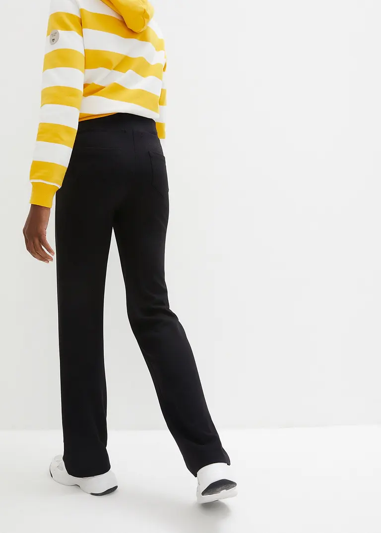 bonprix Ausgestellte Punto-Di-Roma Hose mit Bequembund - schwarz - Damen Valentinstagsangebot