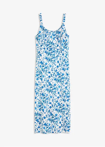 bonprix Sommerliches Blumenkleid mit dünnen Trägern - weiß