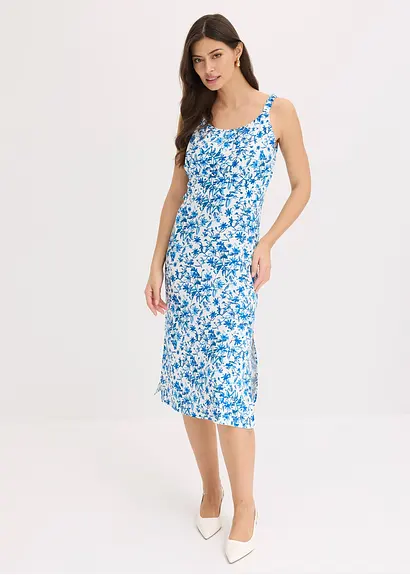 bonprix Sommerliches Blumenkleid mit dünnen Trägern - weiß Jubiläumsangebot