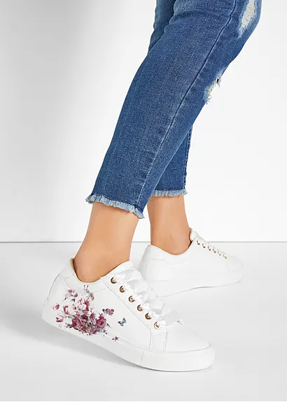 bonprix Süßer Sneaker mit Blumenprint - weiß - Damen Neueste Mode