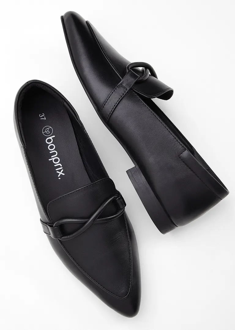 bonprix Eleganter Loafer aus Leder - schwarz - Damen Neuheiten
