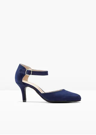 bonprix Hübscher Spangenpumps in Velourslederoptik - blau Kauf eins, bekomm eins gratis