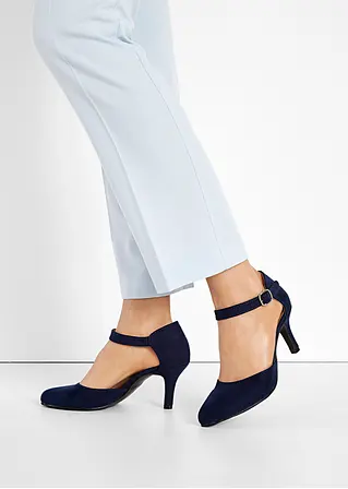 bonprix Hübscher Spangenpumps in Velourslederoptik - blau Kauf eins, bekomm eins gratis