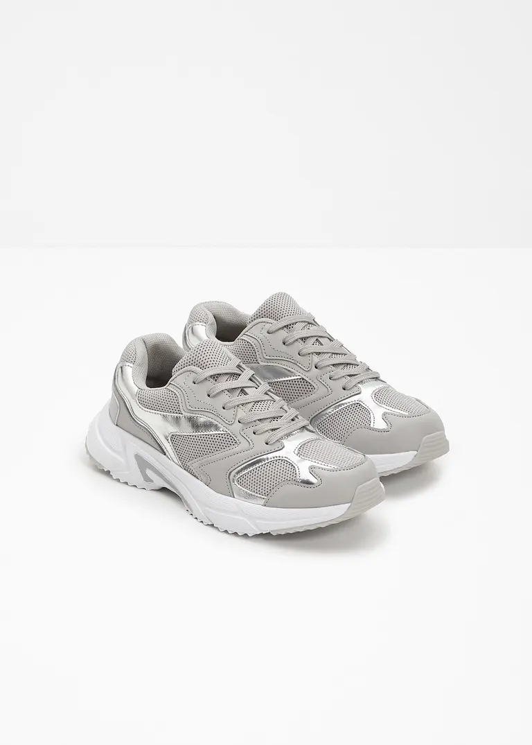 bonprix Sportlicher Chunky Sneaker mit Metallic Details - grau Sonderangebote