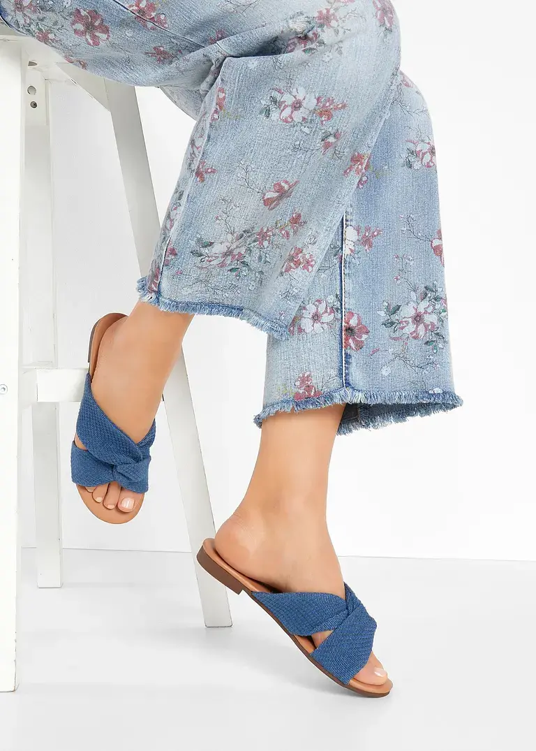 bonprix Sommerliche Pantolette mit Knotendetail - blau - Damen JETZT KAUFEN
