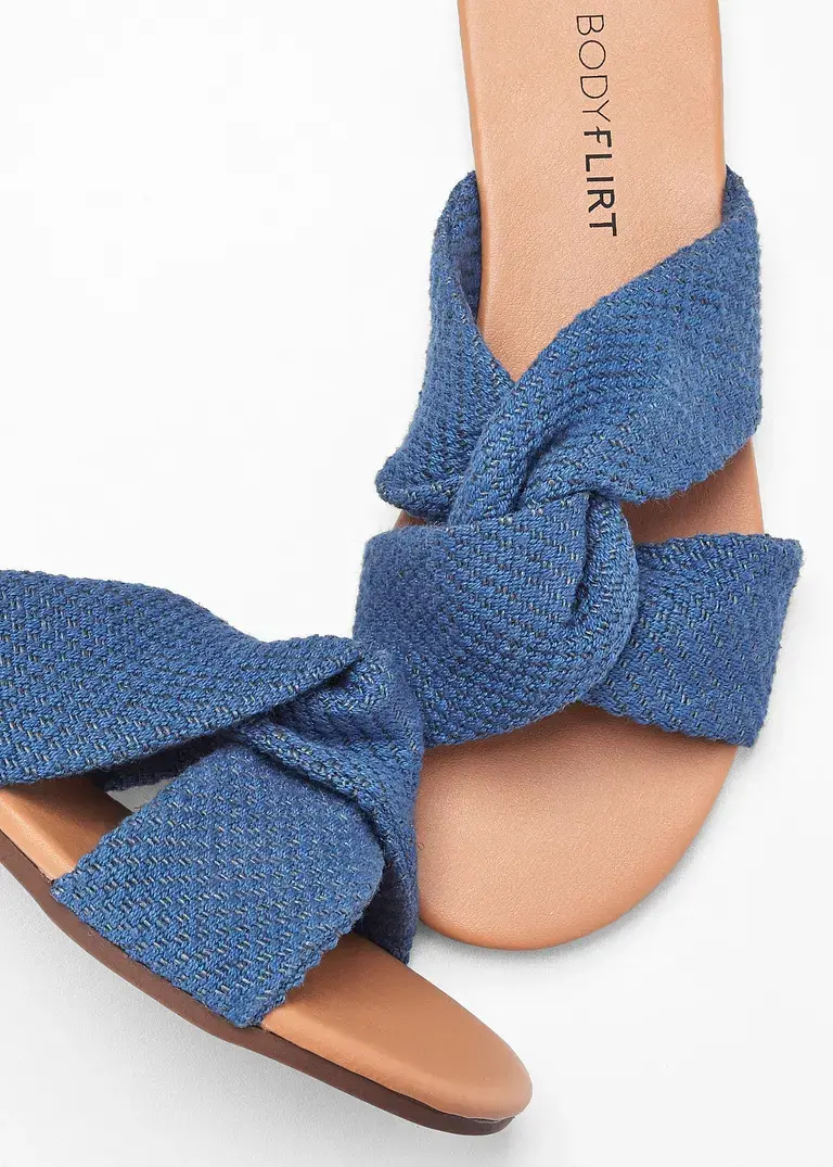 bonprix Sommerliche Pantolette mit Knotendetail - blau - Damen JETZT KAUFEN