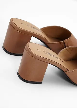 bonprix Pantolette aus Leder mit schönem Blockabsatz - braun Neueste Stile