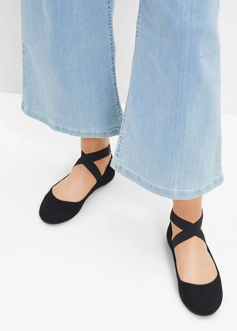 bonprix Schöner Ballerina von RAINBOW mit elastischen Bändern - schwarz Bis zu 65% Rabatt