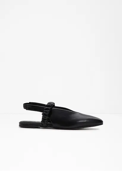 bonprix Modische Sling Ballerina mit Raffung - schwarz - Damen Nur noch ein Tag übrig