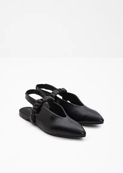 bonprix Modische Sling Ballerina mit Raffung - schwarz - Damen Nur noch ein Tag übrig