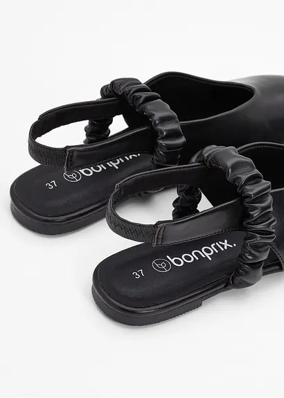 bonprix Modische Sling Ballerina mit Raffung - schwarz - Damen Nur noch ein Tag übrig
