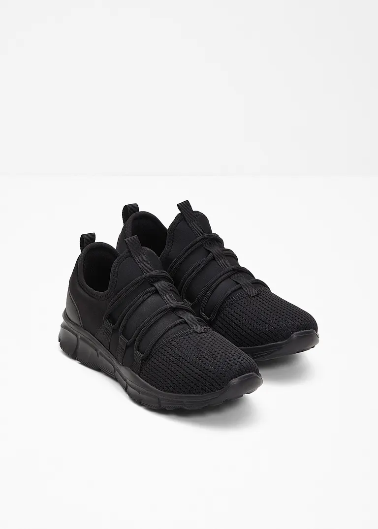 bonprix Sportlicher Sneaker mit einer aufgesetzten Schnürung - schwarz Super Rabatt