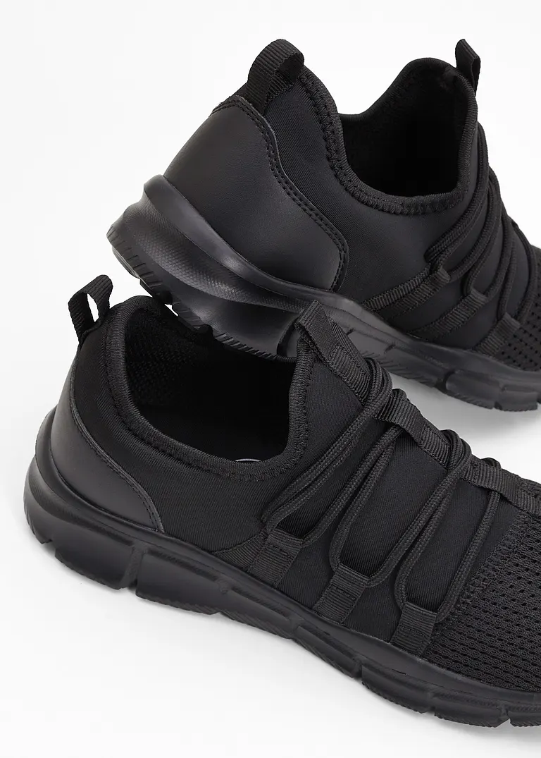 bonprix Sportlicher Sneaker mit einer aufgesetzten Schnürung - schwarz Super Rabatt
