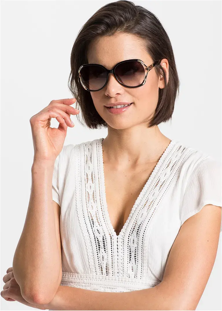 bonprix Modische Sonnenbrille mit besonderen Details - braun Speichern exportieren